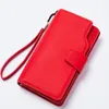 Portefeuilles Portefeuille Femme PU Cuir Embrayage Bourse Rouge 3Fold Femmes Fermeture Éclair Sangle Sac D'argent Pièce Pour IPhone