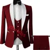 Anpassa Tuxedo One Button Handsome Shawl Lapel Groom Tuxedos Men Suits Wedding/Prom/Dinner Man Blazer (Jacket+Pants+Tie+Vest) W1076