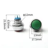 Switch 12mm IP65 Vattentäta Momentary Colors1no Kupoled Micro Metal Push -knapp Pin Feet/Skruv Terminalwitch