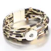 Charmarmband Snap -knapp smycken 18mm armband punk flerskikt läder leopard magnet buckle armband snaps juvelrycharm inte22