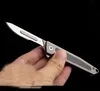 Promotion Artwork Carving Knife 440C Satin Blade TC4 Titanium Alloy+Carbon Fiber Handle EDC Pocket Folding Knives Keychain knifes K1607