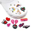 MOQ 100PCS boutons en plastique sweet croc Charms Soft Pvc heart ainbow Shoe Charm Accessoires Décorations personnalisées JIBZ pour sabot chaussures cadeau pour enfants