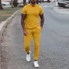 Homens de verão estabelece fitness casual respirável para roupas esportivas de mangas curtas de mangas curtas Moda ao ar livre Men slim jogger suor Suits 220609