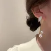 High-quality Designer Stud Earrings Fashionable Women Pearl Leaf Tassel Earrings Dripping Oil Long Earring Wedding Party Jewelry