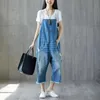 Women's Jumpsuits & Rompers Summer Hole Splicing Denim Nine-point Pants Personalized Washed Stitching Tassel Hem Loose Jumpsuit