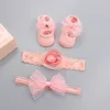 3pcs/conjunto conjuntos de presentes de renda flor bebê menina meias de face de cabeça coroa arcos recém -nascidos band -meias foto adereços para acessórios para cabelos para bebês 248 e3