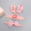 3PcsSet cadeaux ensembles dentelle fleur bébé fille bandeau chaussettes couronne arcs nouveau-né bandeau chaussettes Po accessoires pour bébé cheveux accessoires 29323257