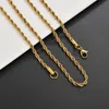 Ketens roestvrijstalen touwketen mannen ketting goudkleurige gedraaide golf links basic choker unisex punk sieraden GODL22