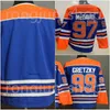 Edmonton Ice Hockey 97 Connor McDavid Jerseys 99 Wayne Gretzky 29 Leon Draisaitl 93 Ryan Nugent-Hopkins Blank Stitch Oiler Team Blue White
