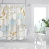Marble Shower Curtain Polyester Waterproof Fabric Shower Curtains Golden Leaves Pattern Printed Bath Screen Decor Home Bathroom 220517
