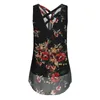 Damestanks Camis tanktop voor vrouwen mouwloze bloemen gedrukte kruis achterste zoom gelegd cami ritsje v nek losse backless vintage y2k topswo