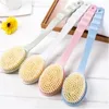 Brosses de bain pour douche arrière, Double face humide ou sèche, manche spécialement Long, exfoliante pour la peau pour hommes et femmes