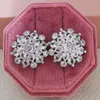 Stud Luxury Flower Earrings For Women Silver Color Korean Anniversary Gift Jewelry Wholesale Valentine's Day E5614Stud Dale22 Farl22