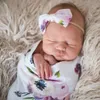 Pasgeboren fotografie Foto Props Kerstslaapzakken Bloem Gedrukt 2 -sten Set Jurk Baby Girl Posing Swaddle Decor Wrap Deken