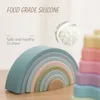Baby Food Grade Silikonowe Zabawki Montessori Rainbow Building Blocks DIY Kreatywna Stacking Balance gry Eonal Dla Dzieci Prezent 220414