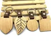 Men Women Wood Key ring Simple DIY Blank Multi Shaped Wooden Pendant PU Leather Kay Chain Handmade Jewelry Gifts Wholesale