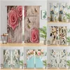 Cortina cortina buquê Flores lindas folhas de borboleta decoração floral 3d Impressão digital quarto quarto cortinas de janela 2 painel