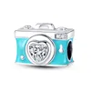 Yepyeni S925 Sterling Gümüş Gevşek Boncuklar Pandora Bilezik için Orijinal Aşk Kamera Tüyü Kırklı Kız Kolye Diy Klasik Cazibe Kadın Hediye Takı