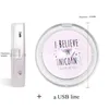 Miroirs compacts Mini miroir de maquillage avec lumière LED Pliable à la main Petit câble de connexion micro USB portable mignon Rechargeable Cosmétique MirrorCom