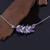 Pendant Necklaces Classic Elegance Style Alloy Leaf For Women Fashion Purple Crystal White G Plated Pendants JewelryPendant