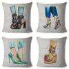 Coussin/oreiller décoratif dessin animé dame chaussures à talons hauts impression housse de coussin décoratif mode taie d'oreiller pour voiture canapé maison Polyester étui 45