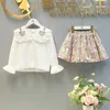 Kleding sets meisjes klassieke set lente zomer lange mouwen lange mouwen kinderen prinses top en rok ontworpen 2 stks pakken schooluniform kleding