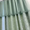 Curtain & Drapes Dark Green Curtains Shading Princess Bay Window Bedroom Girl Gauze One Double-layer Living Room Dining BalconyCurtain