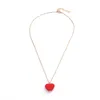 Pendant Necklaces Romantic Valentine's Day Red Heart Necklace Charming Women's Gold Color Clavicle Chain Fashion Wedding Party Jewel