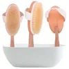 Épurateurs naturels de haute qualité poils de sanglier brosse de bain peau sèche brosse pour le corps avec poignée amovible en bois courbé accessoires de salle de bain LK11111