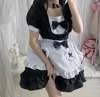 Anime Pokojówka Kostiumy fartuch Lolita Fancy Dress Dom cosplay Damskie Sukienka z dekoltem w kształcie serca Czapki Naszyjnik Zestaw Niebieski Różowy Czarny