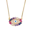 Evil Eye Necklace Iced Out Pendant Luxury Colorful CZ Collar Necklaces Fashion Women Girl 18K Gold Plated Cubic Zirconia Choker Jewelry Gift