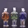 10 sets Colorful Mini Skull Head Glass Oil Burner Bong Hookahs Dab Rig Water Pipes Matrix Percolator Downstem Oil Pot with Male Glass Oil Burner Pipe