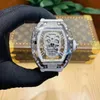 Uxury Watch data luksusowe męskie mechanicy obserwuje Richa Wristwatch Ghost Automatyczne mechaniczne młyny r Watch puste diamentowe czaszkę z unikalnym osobistym