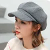 2020 mode laine femmes béret automne hiver casquette octogonale chapeaux élégant artiste peintre gavroche casquettes noir gris béret chapeaux J220722