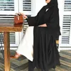 Roupa étnica Muçulmana Cor Sólida Dupla Camada Chiffon Tule Robe Feminino Dubai Árabe Islã Abaya Caftan Marocain