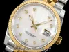 DIWF 36mm 126233 SA3235 Orologio automatico da uomo in oro giallo bicolore con lunetta scanalata Quadrante con diamanti MOP Acciaio 904L Bracciale Jubileesteel Orologi Super Edition Puretime D4