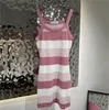 여자 캐주얼 스트라이프 니트 드레스 여름 슬링 스커트 파티 나이트 클럽 자수 편지 레이디 섹시한 조끼 드레스