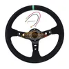 2022 New 350mm 14inch Deep Dish Racing Steering Wheel PVC Leather Aluminum Frame Light Weight 9-Hole Sport Car modification Steering Wheels and Horn Button Universal