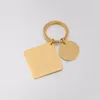 Porte-clés carré en acier inoxydable fait à la main bricolage blanc pour graver porte-clés en métal miroir poli porte-clés bijoux cadeau