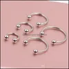 Nose Rings Studs Body Jewelry Black Sier Cone Horseshoe Bar Piercing Hoop Ring 100PcsLot Eyebrow Lip Labret Jewelry255G Drop Deli6247263
