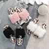 Slippers Slides Autumn and Winter New Fashion Opening Plush Slippers Curly Leopard Pattern Floor Cotton Home Cattle Tendon Bottom 220806