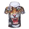 Mens skjortor Casual Animal Tiger Hooded Tshirt Drop Summer China 3D T Shirt Leverantörer Wholesale 220623