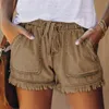 Damen-Shorts, lässig, Baggy, trendige kurze Hosen, elastische Taille, Kordelzug-Shorts, Sommerkleidung