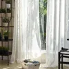 Gardin draperier pastoral stil vass form broderi vitt tyg för vardagsrum sovrum tyll ren voile dekorativ fönsterbehandlingskurt