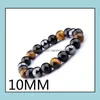 Perlenstränge Armbänder Schmuck Schwarzer Onyx mit natürlichem Hämatitstein Tigerauge Perlenstrang Wrap Buddha Armreifen Zubehör Drop Delive