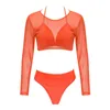 Kvinnors baddräkt sexig bikini set triangel Threepiece Bandage Pushup Swim Bathing Strandstrandkläder Brasiliansk badkläder 220620