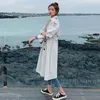 Fashion DoubleBreasted Women Trench Coat Long Belted Slim Lady Duster Coat Cloak Female Outerwear Spring Autumn Clothes L220812