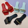 2022 square chain high-heeled sandals women wear flat bottom color lovely cool sandals