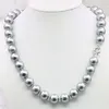 Kedjor Modestil 12MM Elegant Silvers Grå Shell Pärlhalsband Pärlor Smycken Natursten 18'' BV235 Grossistpriskedjor Chains