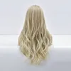 Long Wavy Synthetic Wig Blonde Ombre Natural Bangs Curly Fiber Daily Use Cosplay